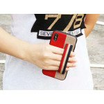 Wholesale iPhone X (Ten) Striped Hand Strap Grip Holder PU Leather Case (Gray)